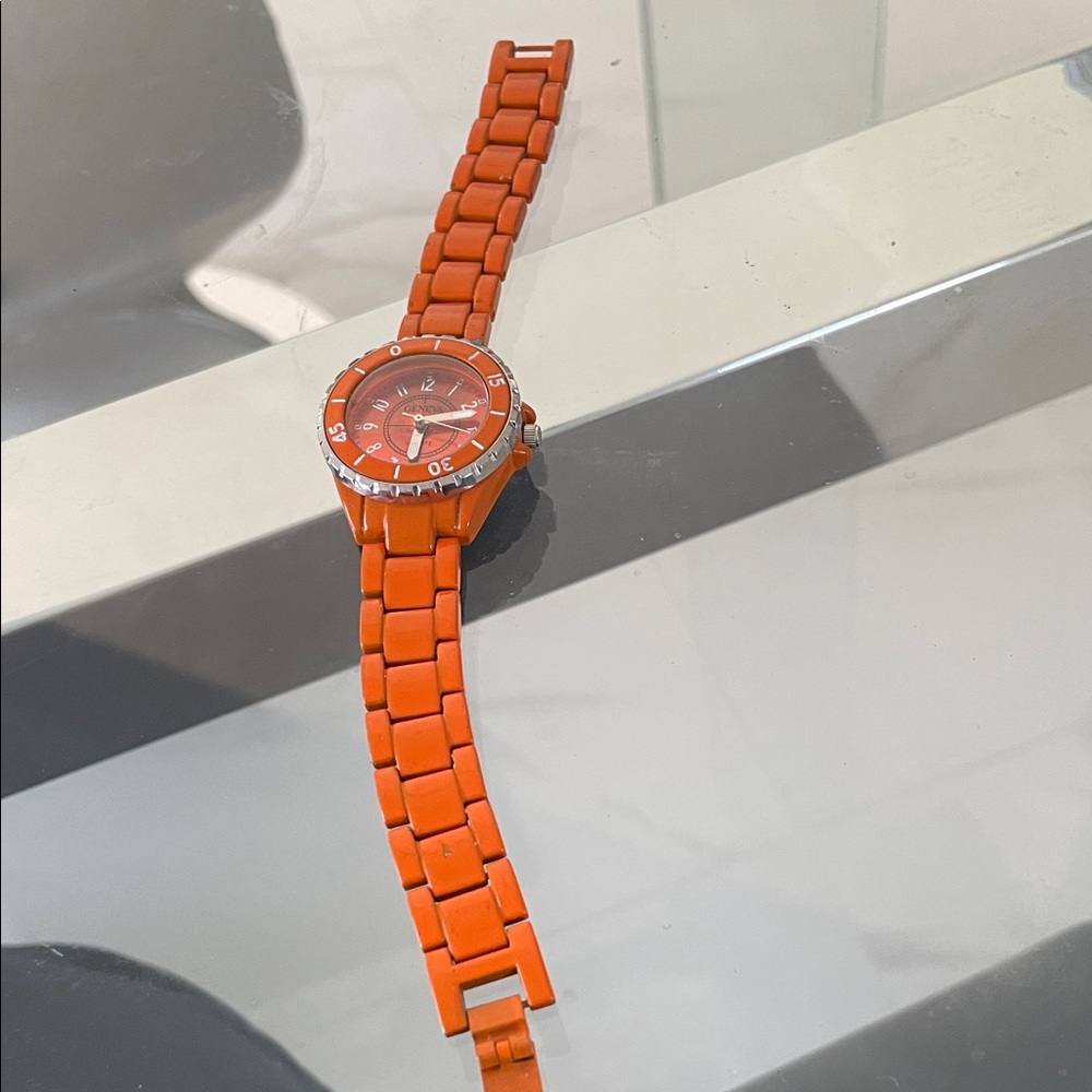 Geneva Orange Women's Link Bracelet Watch